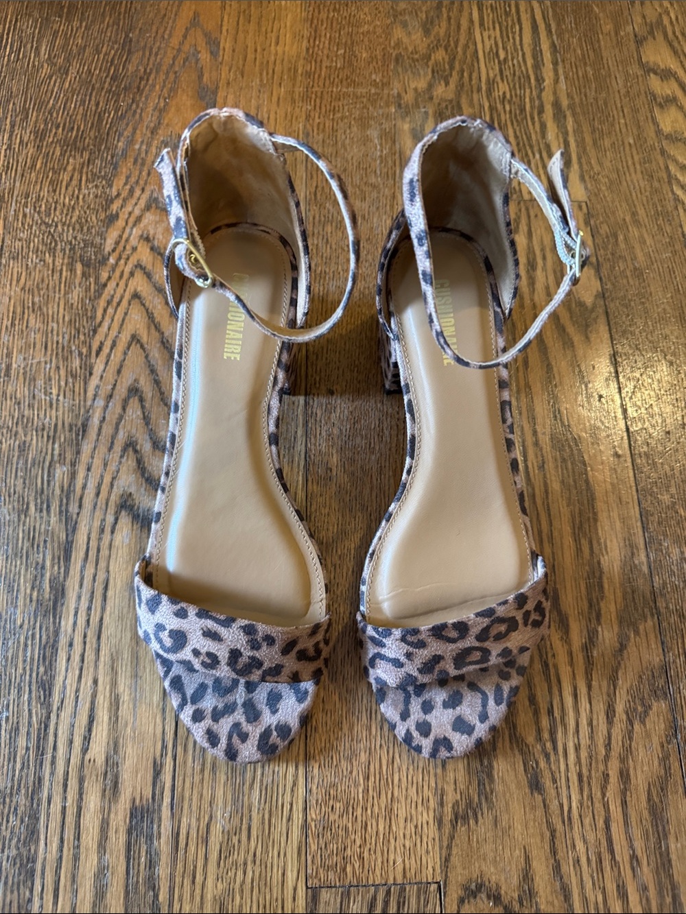Leopard Print Ankle Strap Heels - Women